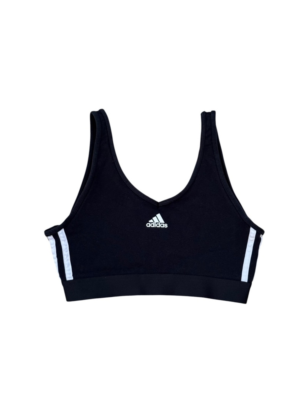 adidas Black Sports Bra with White Side Stripes